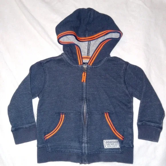 Oshkosh Blue & Orange Zip Up Hoodie size 2T - Picture 1 of 6